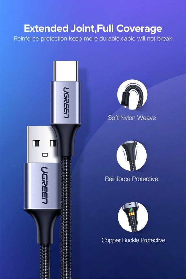 Planet Gates Ugreen USB Type C Cable USB C Fast Charging Data Cable for Samsung Galaxy S9 S8 Plus Mobile Phone Charger Cable for Xiaomi Mi 8
