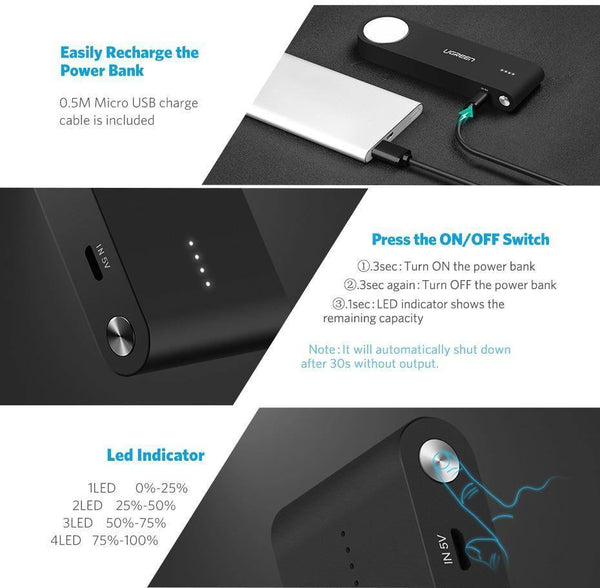 Planet Gates Ugreen Wireless Charger Power Bank 4400mAh for Apple Watch 4/3/2 iPhone X 8 External Battery Charger for Mobile Phones Poverbank