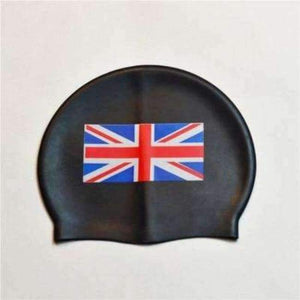 Planet Gates UK Black / One Size Flag Swimming Cap Silicone Waterproof UK AU CN Swim Caps Men & Women Swimming Hat Fit Head 50-60cm
