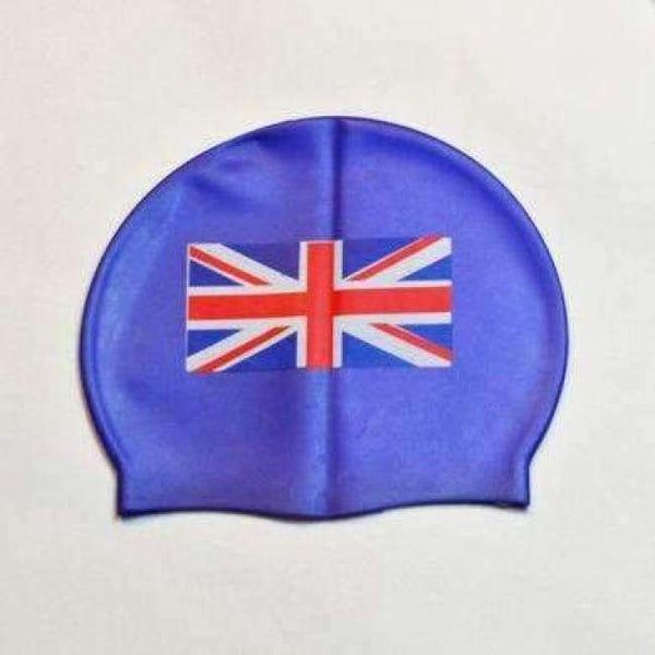 Planet Gates UK Blue / One Size Flag Swimming Cap Silicone Waterproof UK AU CN Swim Caps Men & Women Swimming Hat Fit Head 50-60cm