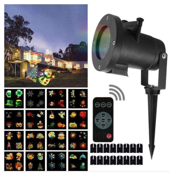 Planet Gates UK LED Christmas Lights 16 Patterns Lights Snowflake Logo Projection Lamp Lawn Laser Film Lamp Outdoor Waterproof Lights IP44 Z40