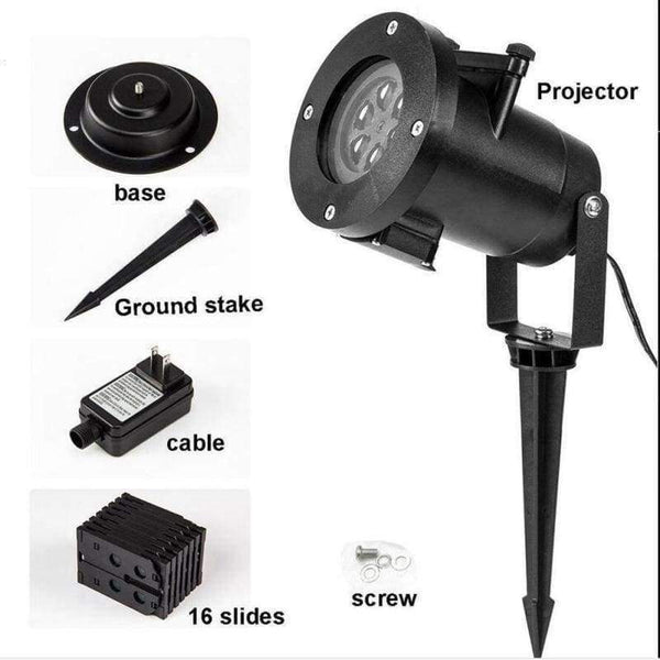 Planet Gates UK LED Christmas Lights 16 Patterns Lights Snowflake Logo Projection Lamp Lawn Laser Film Lamp Outdoor Waterproof Lights IP44 Z40