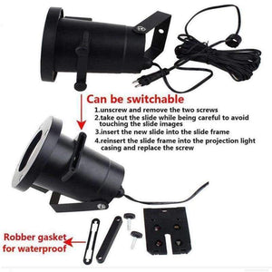 Planet Gates UK LED Christmas Lights 16 Patterns Lights Snowflake Logo Projection Lamp Lawn Laser Film Lamp Outdoor Waterproof Lights IP44 Z40