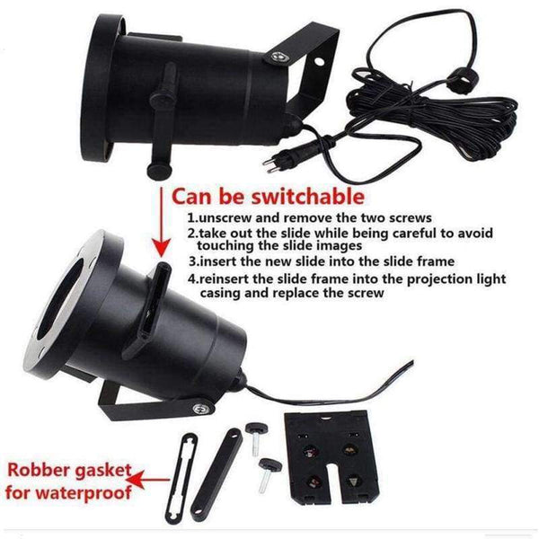 Planet Gates UK LED Christmas Lights 16 Patterns Lights Snowflake Logo Projection Lamp Lawn Laser Film Lamp Outdoor Waterproof Lights IP44 Z40