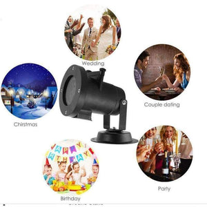 Planet Gates UK LED Christmas Lights 16 Patterns Lights Snowflake Logo Projection Lamp Lawn Laser Film Lamp Outdoor Waterproof Lights IP44 Z40