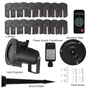 Planet Gates UK LED Christmas Lights 16 Patterns Lights Snowflake Logo Projection Lamp Lawn Laser Film Lamp Outdoor Waterproof Lights IP44 Z40