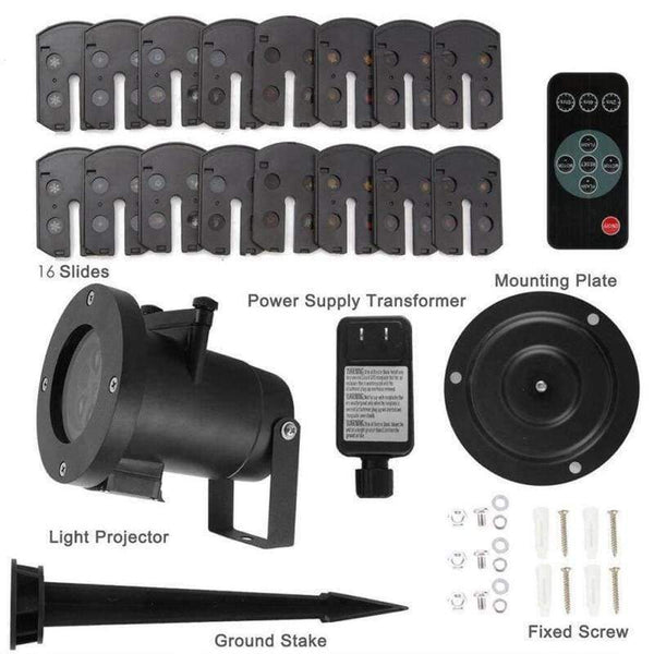 Planet Gates UK LED Christmas Lights 16 Patterns Lights Snowflake Logo Projection Lamp Lawn Laser Film Lamp Outdoor Waterproof Lights IP44 Z40