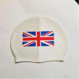 Planet Gates UK Whtie / One Size Flag Swimming Cap Silicone Waterproof UK AU CN Swim Caps Men & Women Swimming Hat Fit Head 50-60cm