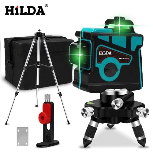 Planet Gates Ukraine / SET5 HILDA Laser Level 12 Lines 3D Level Self-Leveling 360 Horizontal And Vertical Cross Super Powerful Green Laser Level