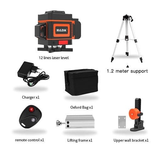 Planet Gates Ukraine / SET8 HILDA Laser Level 12 Lines 3D Level Self-Leveling 360 Horizontal And Vertical Cross Super Powerful Green Laser Level