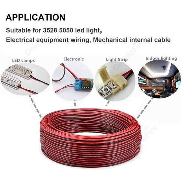 Planet Gates UL2468 2 Pin Electrical Wires 28/26/24/22/20/18 AWG Red Black Flat Ribbon Cable Speaker Wire For LED Car Audio 12V JST Connector