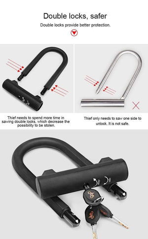 Planet Gates Ulock Bike U Lock Anti-theft MTB Road Bike Bicycle Lock Cycling Accessories Heavy Duty Steel Security Bike Cable U-Locks Set