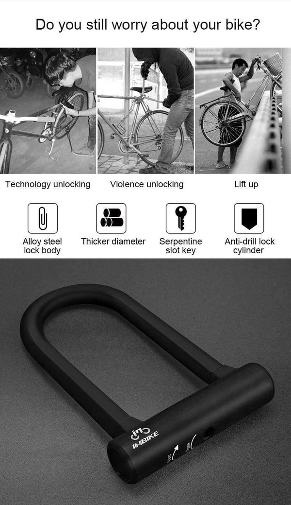 Planet Gates Ulock Bike U Lock Anti-theft MTB Road Bike Bicycle Lock Cycling Accessories Heavy Duty Steel Security Bike Cable U-Locks Set