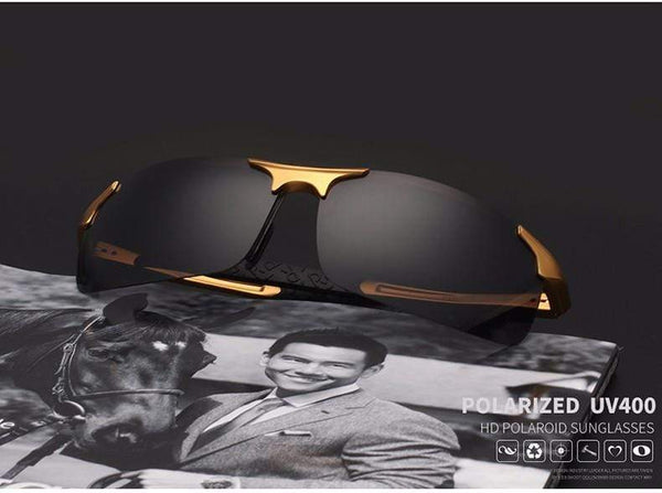Planet Gates Ultra-Light Aluminum Magnesium Sport Sunglasses Polarized Men UV400 Rectangle Gold Outdoor Driving Sun Glasses