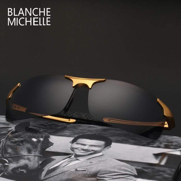 Planet Gates Ultra-Light Aluminum Magnesium Sport Sunglasses Polarized Men UV400 Rectangle Gold Outdoor Driving Sun Glasses