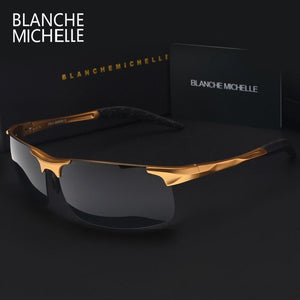 Planet Gates Ultra-Light Aluminum Magnesium Sport Sunglasses Polarized Men UV400 Rectangle Gold Outdoor Driving Sun Glasses