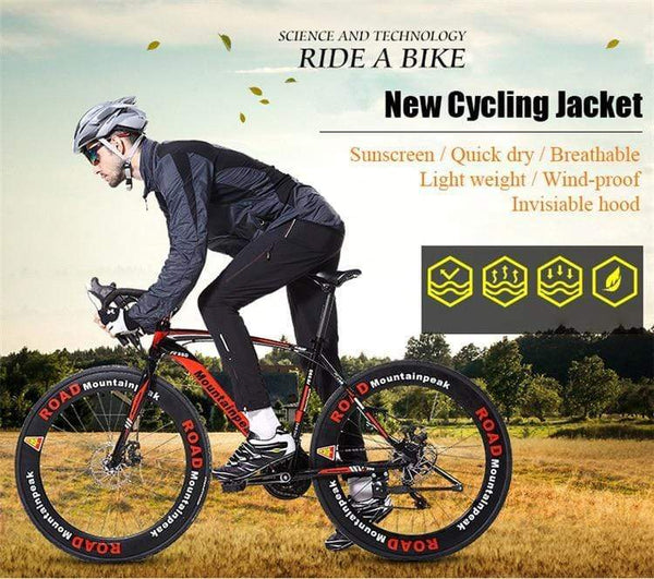 Planet Gates Ultra-light Hooded Bicycle Jacket Bike Windproof Coat Road MTB Cycling Wind Coat Long Sleeve Clothing Quick Dry Thin Jackets