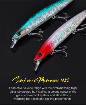 Planet Gates Ultra Long Casting 135S Saltwater Sinking Minnow BAYONET 135mm 26.4g Tungaten Weight Fishing Lure Seabass Hard Bait