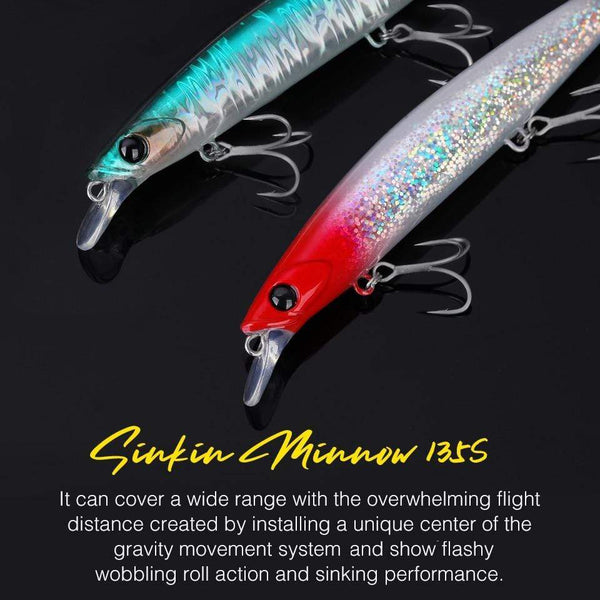 Planet Gates Ultra Long Casting 135S Saltwater Sinking Minnow BAYONET 135mm 26.4g Tungaten Weight Fishing Lure Seabass Hard Bait
