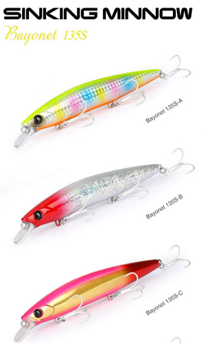 Planet Gates Ultra Long Casting 135S Saltwater Sinking Minnow BAYONET 135mm 26.4g Tungaten Weight Fishing Lure Seabass Hard Bait