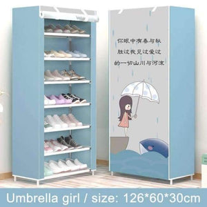 Planet Gates Umbrella girl Shoe rack 8-layer 7-grid Non-woven fabrics large shoe cabinet organizer removable shoe storage for home furniture