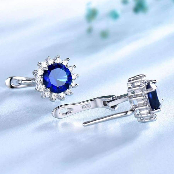 Planet Gates UMCHO Created Blue Nano Sapphire Unique Clip On Earrings 925 Sterling Silver Earrings For Women Elegant Statement Fine Jewelry
