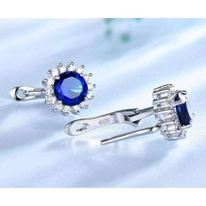 Planet Gates UMCHO Created Blue Nano Sapphire Unique Clip On Earrings 925 Sterling Silver Earrings For Women Elegant Statement Fine Jewelry
