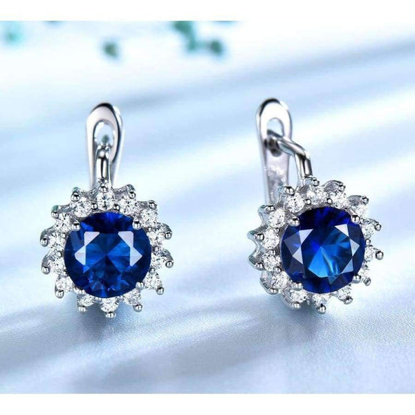 Planet Gates UMCHO Created Blue Nano Sapphire Unique Clip On Earrings 925 Sterling Silver Earrings For Women Elegant Statement Fine Jewelry