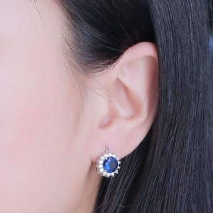 Planet Gates UMCHO Created Blue Nano Sapphire Unique Clip On Earrings 925 Sterling Silver Earrings For Women Elegant Statement Fine Jewelry