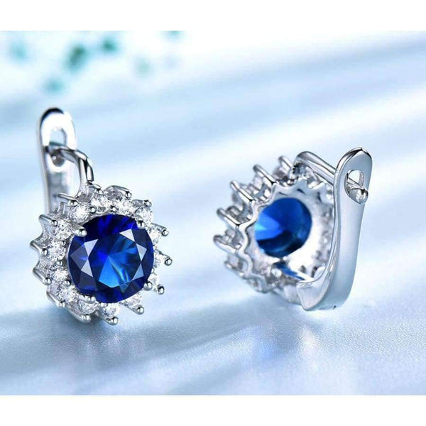 Planet Gates UMCHO Created Blue Nano Sapphire Unique Clip On Earrings 925 Sterling Silver Earrings For Women Elegant Statement Fine Jewelry
