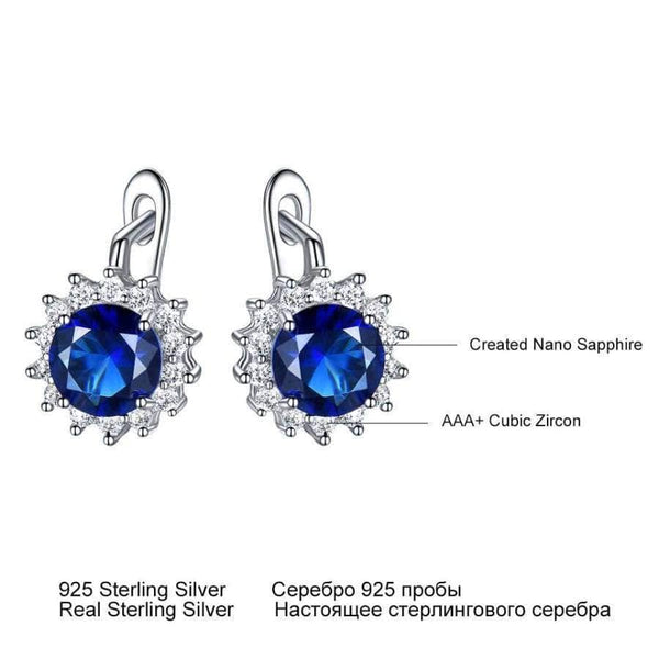 Planet Gates UMCHO Created Blue Nano Sapphire Unique Clip On Earrings 925 Sterling Silver Earrings For Women Elegant Statement Fine Jewelry