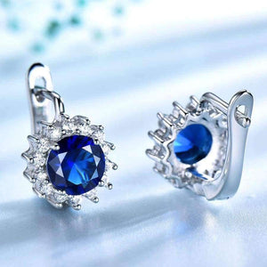 Planet Gates UMCHO Created Blue Nano Sapphire Unique Clip On Earrings 925 Sterling Silver Earrings For Women Elegant Statement Fine Jewelry