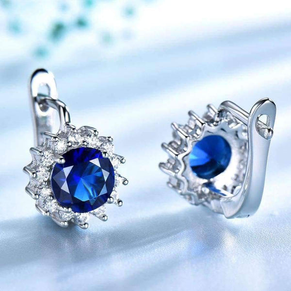 Planet Gates UMCHO Created Blue Nano Sapphire Unique Clip On Earrings 925 Sterling Silver Earrings For Women Elegant Statement Fine Jewelry