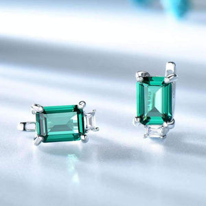 Planet Gates UMCHO Solid Sterling Silver Clip Earrings For Women Luxury Emerald Green Gemstone Female Girl Gift Brand Fine Jewelry 2018 New