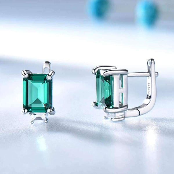 Planet Gates UMCHO Solid Sterling Silver Clip Earrings For Women Luxury Emerald Green Gemstone Female Girl Gift Brand Fine Jewelry 2018 New