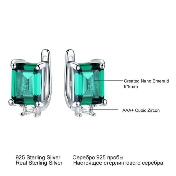 Planet Gates UMCHO Solid Sterling Silver Clip Earrings For Women Luxury Emerald Green Gemstone Female Girl Gift Brand Fine Jewelry 2018 New