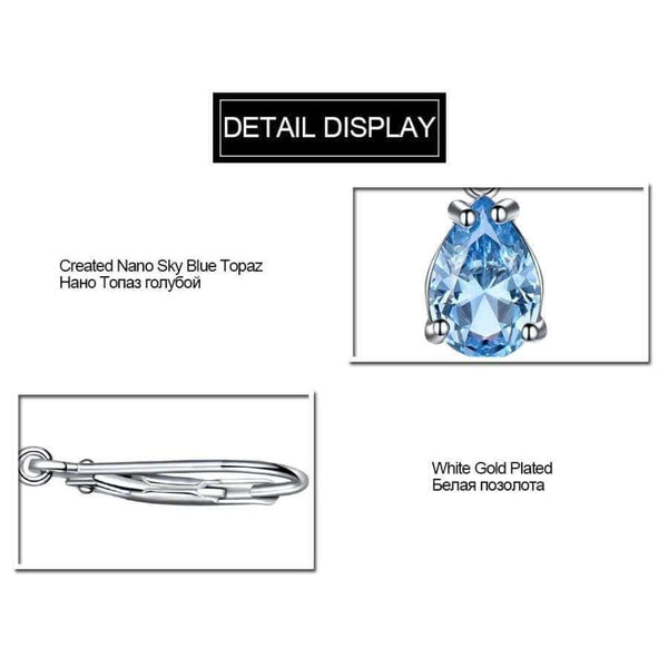 Planet Gates UMCHO Water Drop Created Sky Blue Topaz Clip Earrings Gemstones 925 Silver Jewelry For Women Elegant Wedding Gift Fine Jewelry