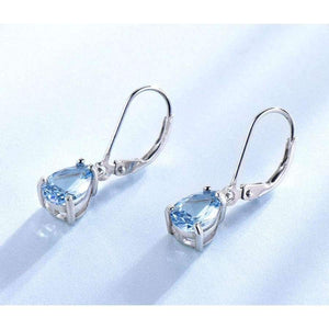 Planet Gates UMCHO Water Drop Created Sky Blue Topaz Clip Earrings Gemstones 925 Silver Jewelry For Women Elegant Wedding Gift Fine Jewelry