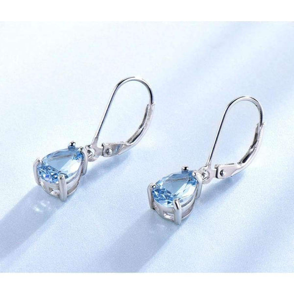 Planet Gates UMCHO Water Drop Created Sky Blue Topaz Clip Earrings Gemstones 925 Silver Jewelry For Women Elegant Wedding Gift Fine Jewelry