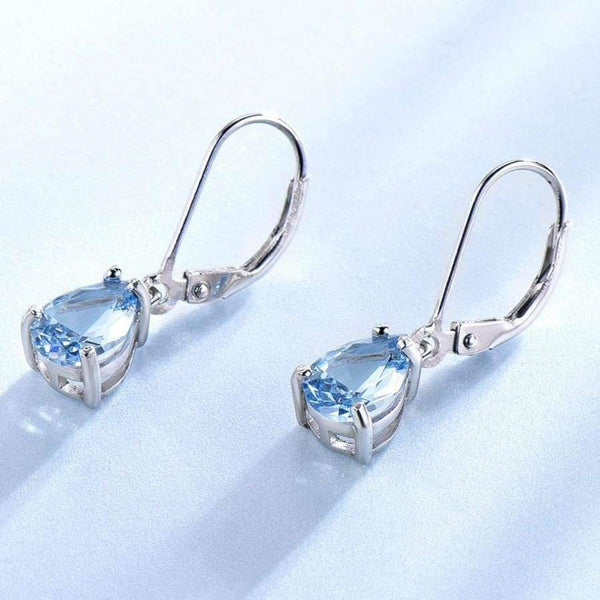 Planet Gates UMCHO Water Drop Created Sky Blue Topaz Clip Earrings Gemstones 925 Silver Jewelry For Women Elegant Wedding Gift Fine Jewelry
