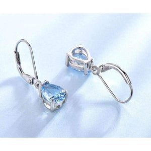 Planet Gates UMCHO Water Drop Created Sky Blue Topaz Clip Earrings Gemstones 925 Silver Jewelry For Women Elegant Wedding Gift Fine Jewelry