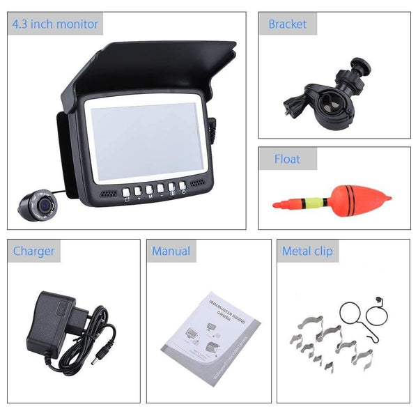 Planet Gates Underwater Fishing Video Camera 4.3"Color HD Monitor 8pcs Infrared LED 15m Professional Fish Finder Ice Fishing Camera
