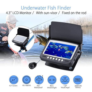 Planet Gates Underwater Fishing Video Camera 4.3"Color HD Monitor 8pcs Infrared LED 15m Professional Fish Finder Ice Fishing Camera