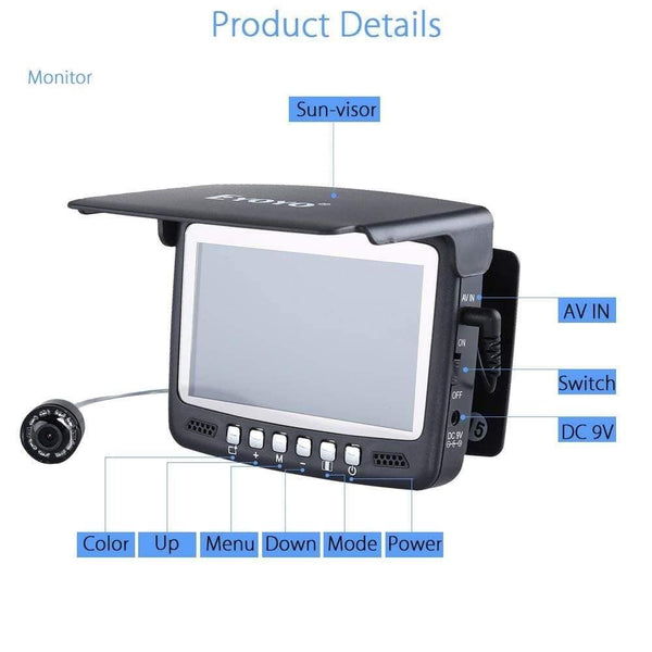 Planet Gates Underwater Fishing Video Camera 4.3"Color HD Monitor 8pcs Infrared LED 15m Professional Fish Finder Ice Fishing Camera