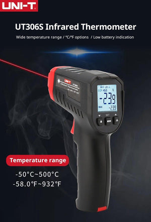 Planet Gates UNI-T Digital Thermometer UT306S UT306C Non-contact industrial Infrared Laser Temperature Meter Temperature Gun Tester-50-500