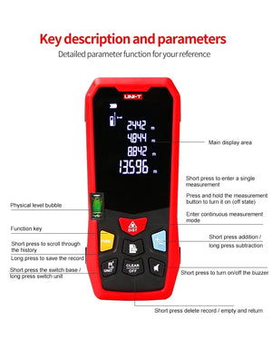 Planet Gates UNI-T Handheld Laser Rangefinder Distance Meter 40M 50M 60M 80M Medidor Laser Tape Build Measure Device Electronic Ruler