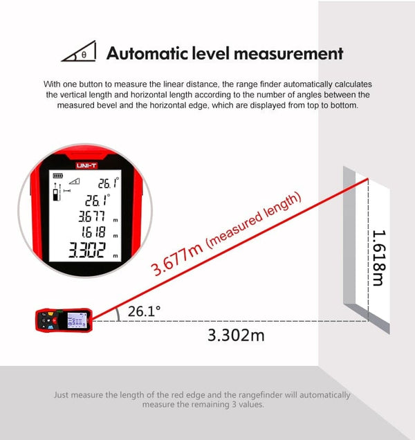 Planet Gates UNI-T Handheld Laser Rangefinder Distance Meter 40M 50M 60M 80M Medidor Laser Tape Build Measure Device Electronic Ruler