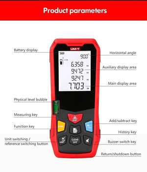 Planet Gates UNI-T Handheld Laser Rangefinder Distance Meter 40M 50M 60M 80M Medidor Laser Tape Build Measure Device Electronic Ruler