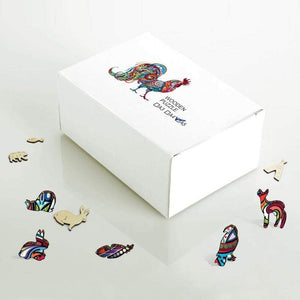 Planet Gates Unique Cock Wooden Animals Puzzle For Adults Kids Puzzles Toys DIY Educational Games Christmas Gifts With Original Box Collect