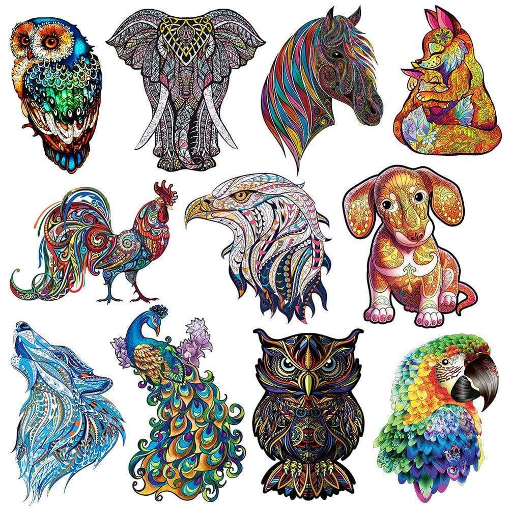 Planet Gates Unique Cock Wooden Animals Puzzle For Adults Kids Puzzles Toys DIY Educational Games Christmas Gifts With Original Box Collect